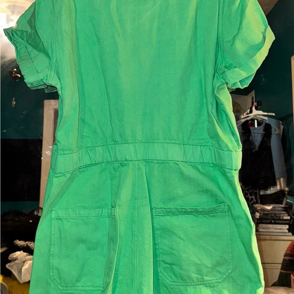 Show Me Your MuMu Green Button-Up Romper - Picture 4 of 4